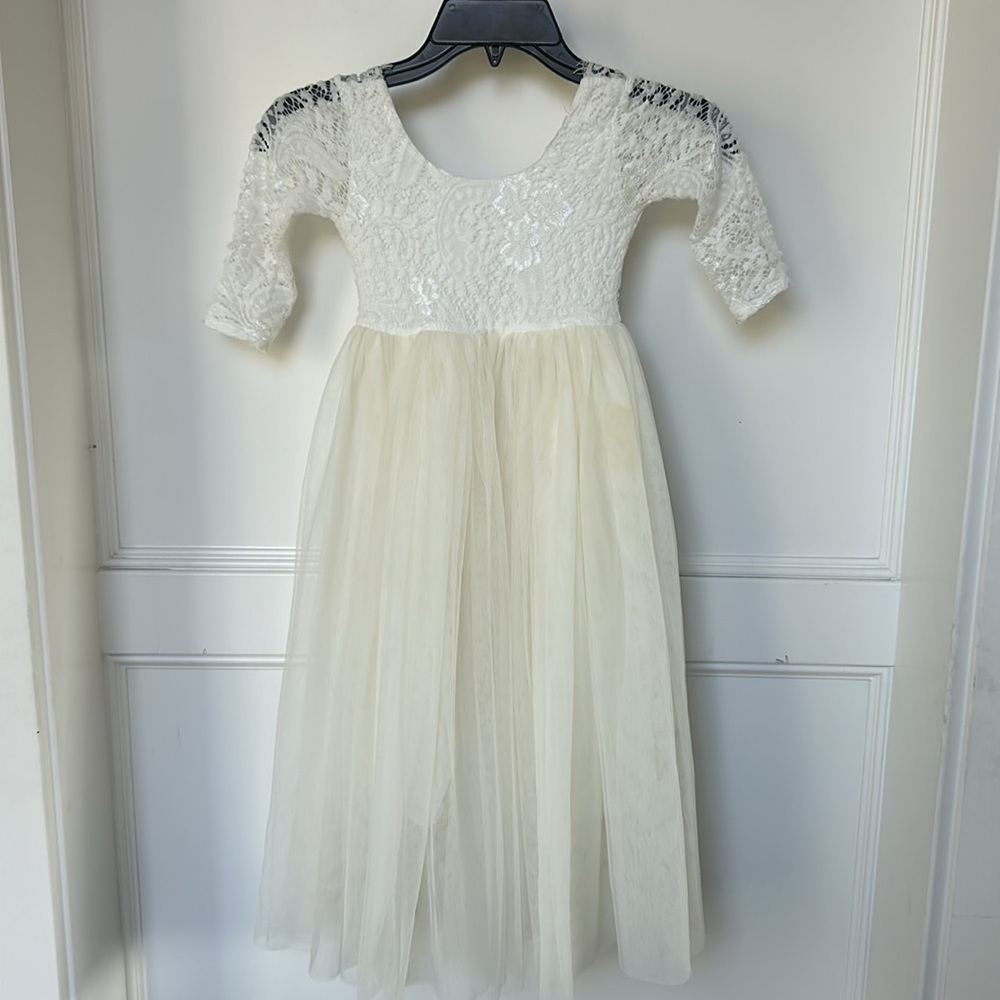 Girl Toddler Tulle Tutu Lace Back Party Flower Girl Full Length Dress